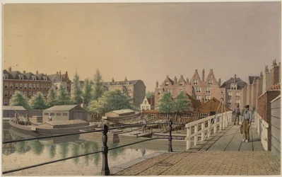 Die städtische Schiffsbaustelle in westlicher Richtung zu den Hinterhäusern an der Amstel